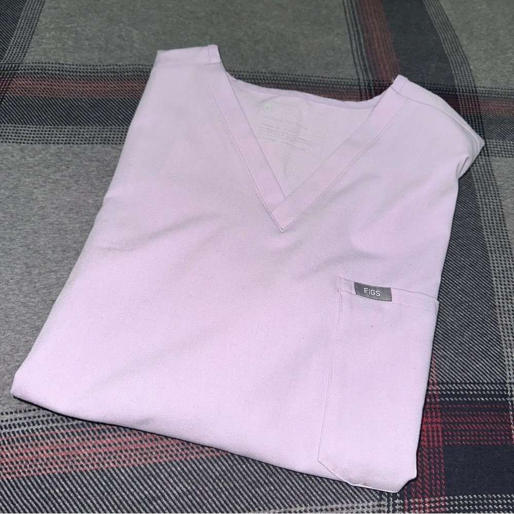 Figs Light Purple V-Neck Scrub Top